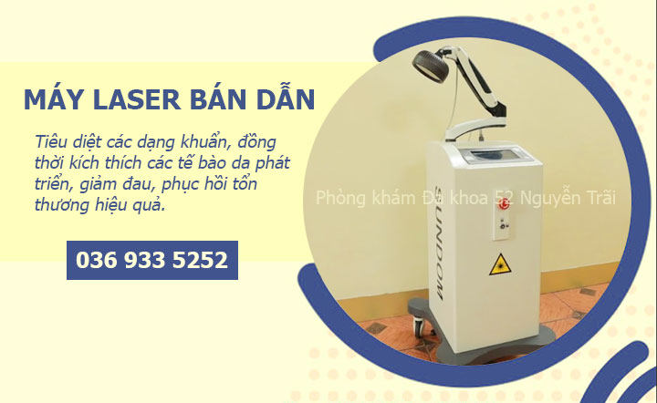 Máy laser bán dẫn: Tiêu diệt các dạng khuẩn, đồng thời kích thích các tế bào da phát triển, giảm đau, phục hồi tổn thương hiệu quả.