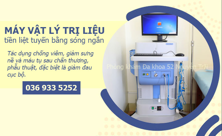 Máy vật lý trị liệu tiền liệt tuyến bằng sóng ngắn: Tác dụng chống viêm, giảm sưng nề và máu tụ sau chấn thương, phẫu thuật, đặc biệt là giảm đau cục bộ.